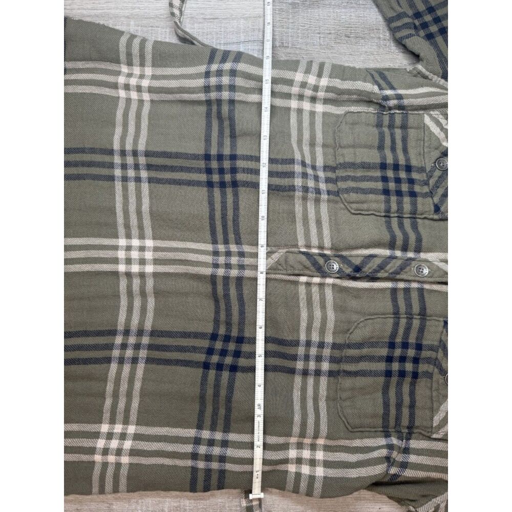 Vintage Eddie Bauer Olive Green, Navy, and White Plaid Shirt Dress - Picture 12 of 16